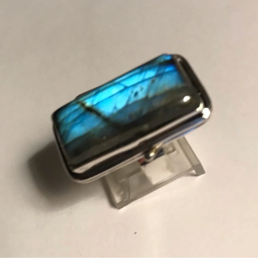 Labradorite Stamped 925 Sterling Silver Ring